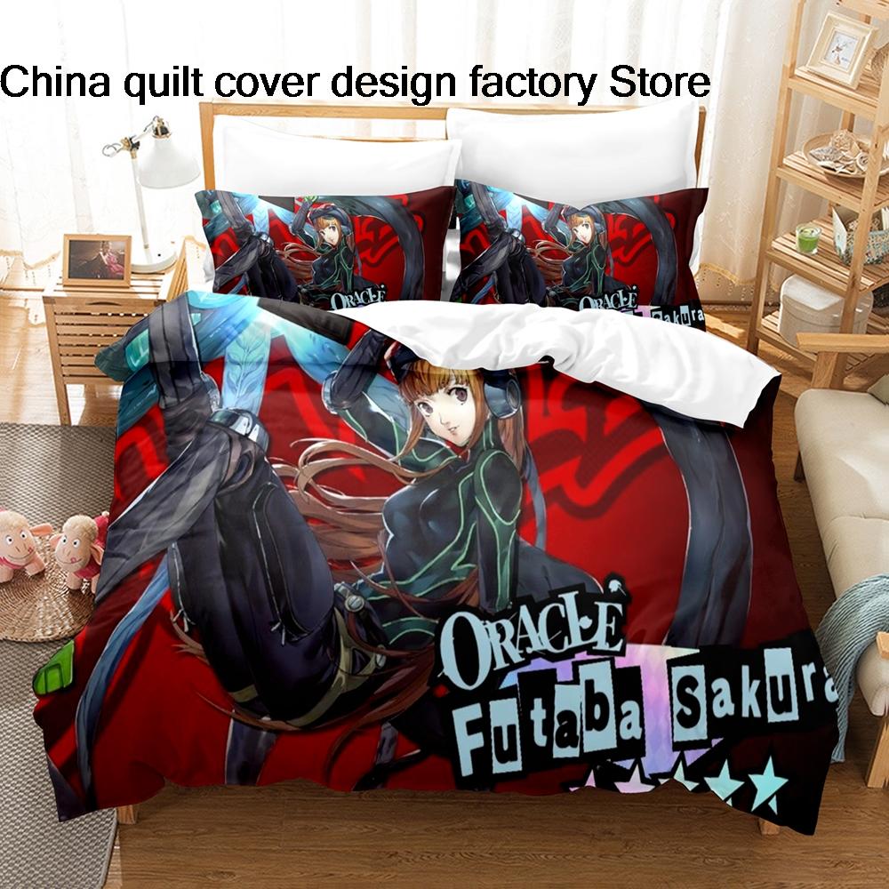 Persona 5 Royal Futaba Sakura Oracle Bedding Set Soft Duvet Cover Pillowcase For Adult Kids Bedroom Decor Twin Full Queen King