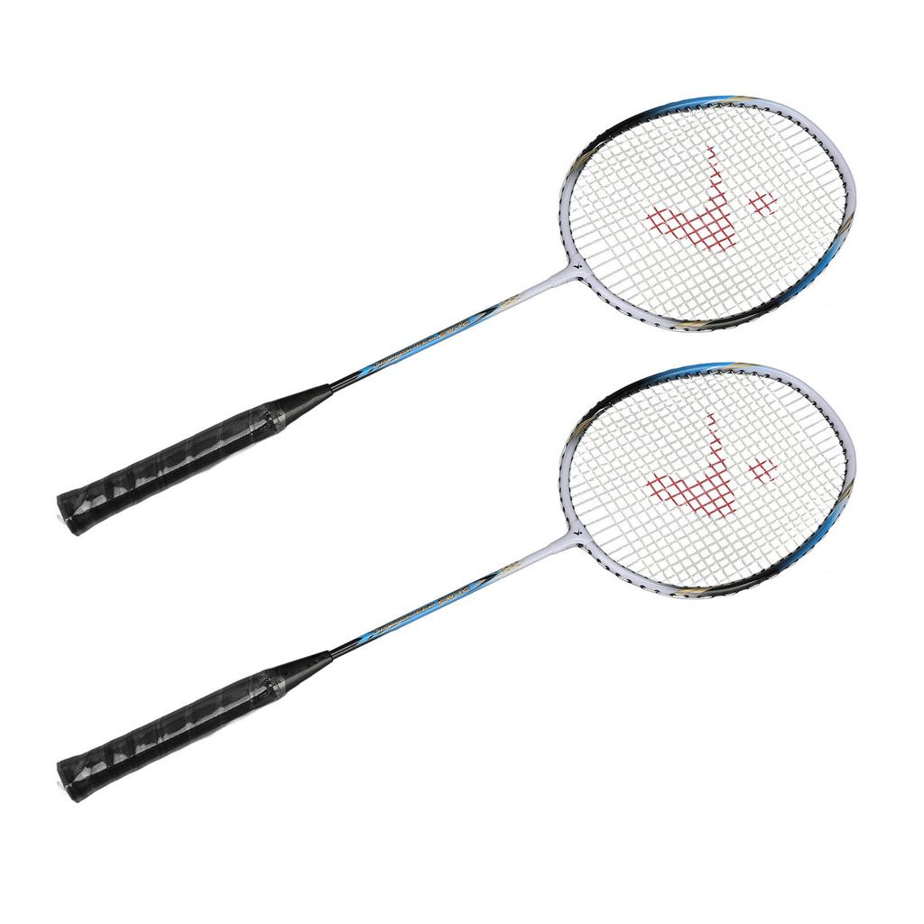 1 Pair Blue Badminton Racket Set Aluminum Alloy Comfortable Hand Grip Non Slip Badminton Racquet Kit