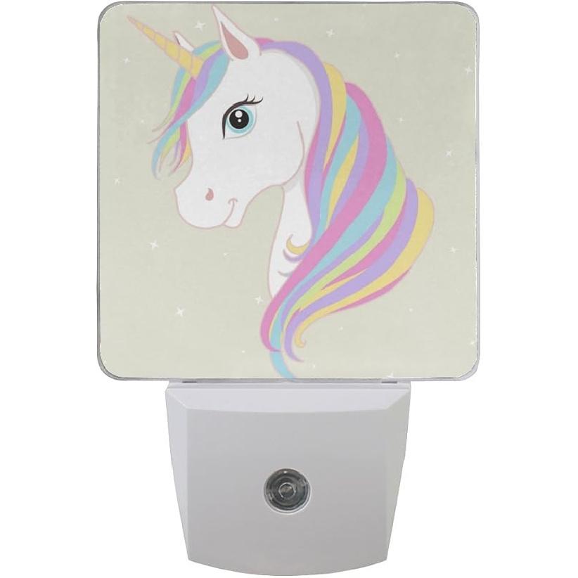 

Светодиодный ночник-лампа с вилкой, белый, с принтом единорога, с датчиком от заката до рассвета для спальни, ванной комнаты, прихожей, лестницы, 0,5 Вт - 2 штуки Unicorn 2