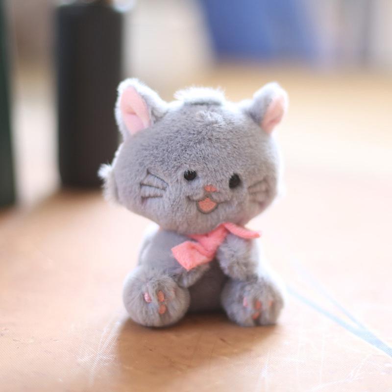Lovely Cartoon Cat Pendant Keychain for Children Cute Plush Kitten Animal Keyring Llaveros