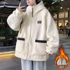 Men's Lambswool Hooded Jacket: Double-Sided, Velvet-Lined, Casual Loose Fit for Autumn/Winter