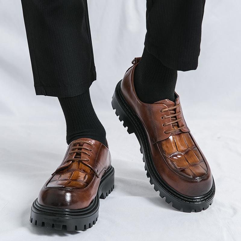 Cheap Leather Shoes Trend British New Korean Version Platform Heightening Business Dress Big Head Casual Men's Shoes