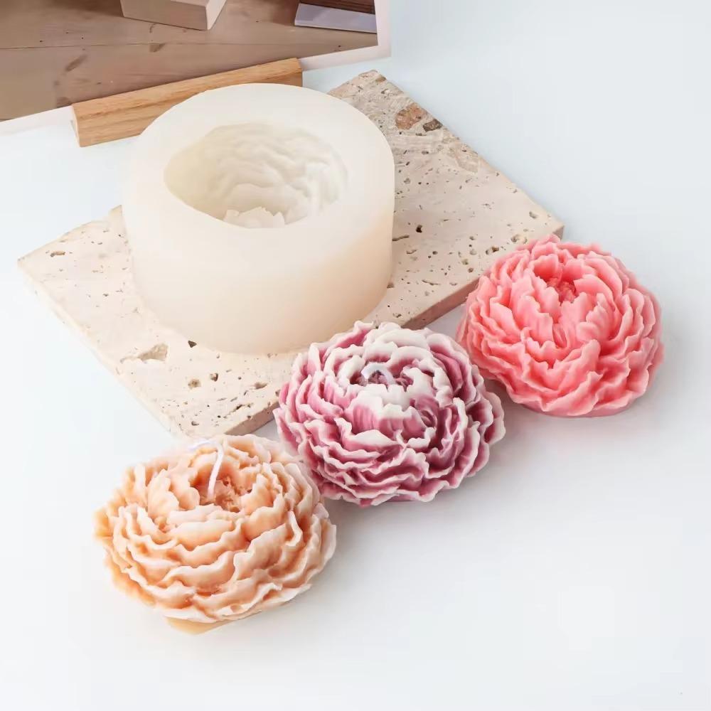 Peony Candle Silicone Mold Rose Shape Plaster Resin Making Tool DIY Flower Valentine Gift Candlelight Dinner Handmade Gift