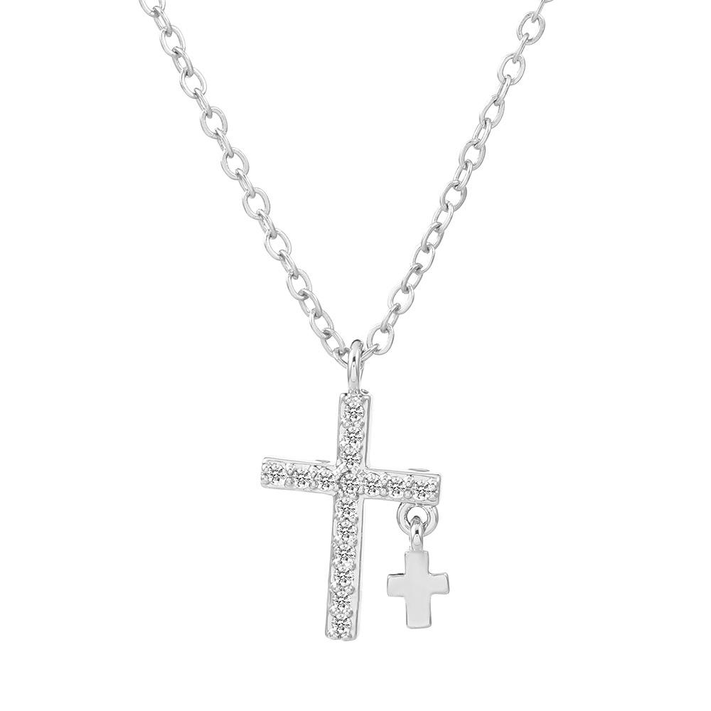 Women's Geometric Diamond Cross Necklace - European & American Punk Hip-Hop Style Choker