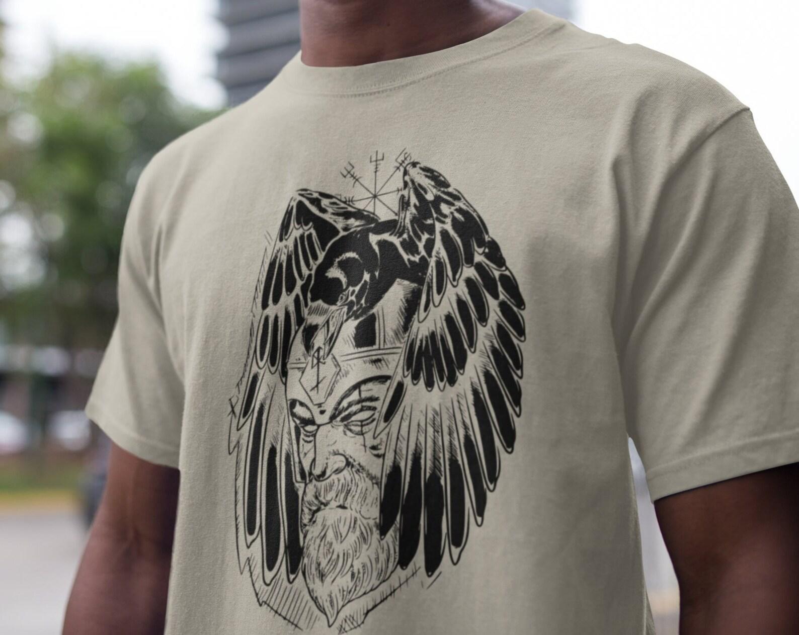 Raven Viking T-Shirt, Valhalla Tee, Viking Scandinavian Shirt, Norway Norse Mythology Viking Shirt, Unisex Warrior Tees, Viking Odin Shirt 2XL