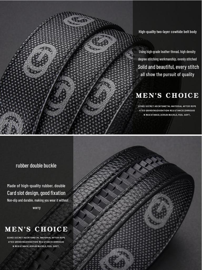 Cintura da Uomo in Vera Pelle di Alta Qualità - Fibbia Automatica in PU, Durevole, Accessorio Vita Business Casual per Giovani e Mezza Età