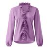 Tooxika New Large Size Women's Long Sleeve Tops V-neck Solid Color Ruffled Shirt