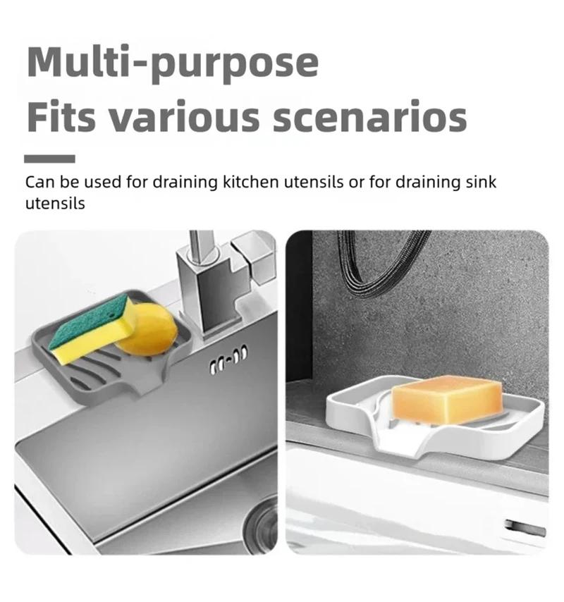 Silicone Drain Soap Box Anti-slip Soap Tray Dishes for Bathroom Washing Table Soap Tray Free Punch Drain Rack BXFZH05