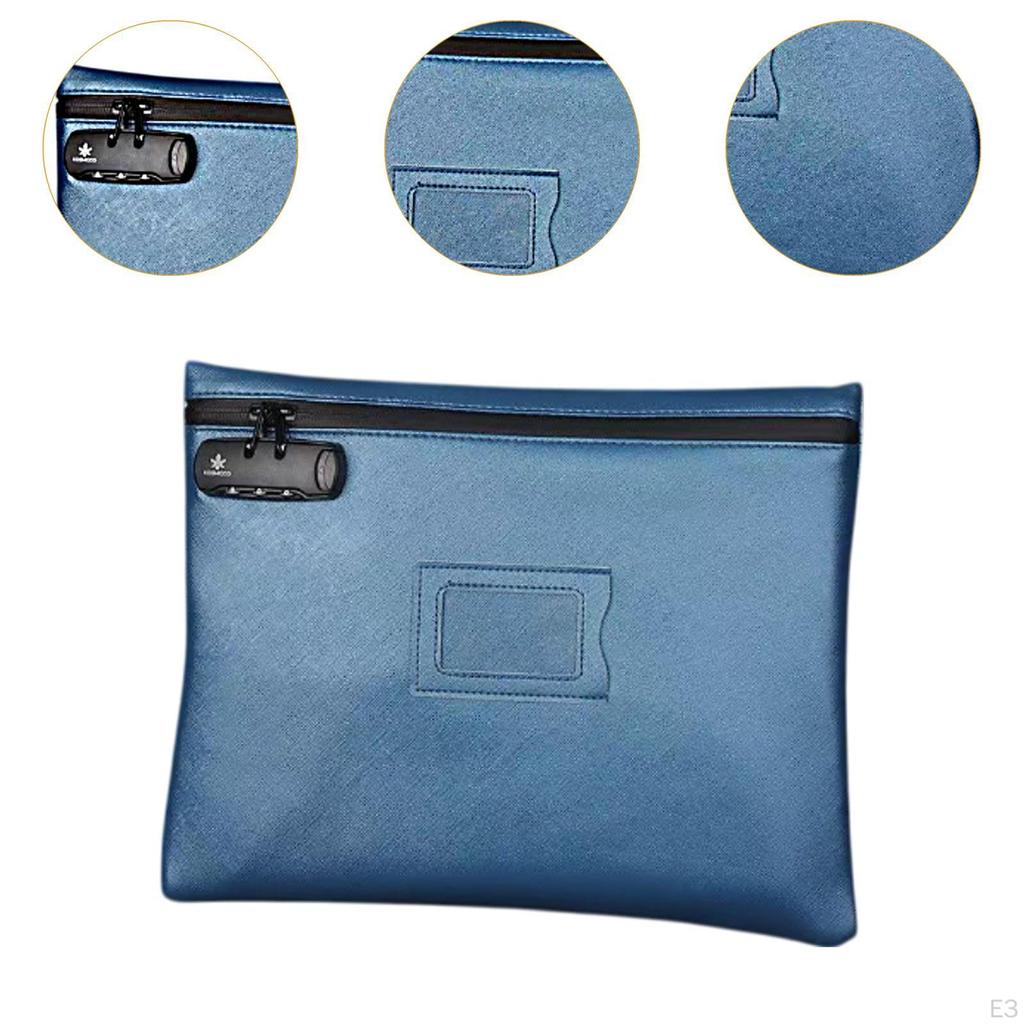 Lockable Document Bag Certificate Organizer Deposit Pouch Money Storage for Embosser