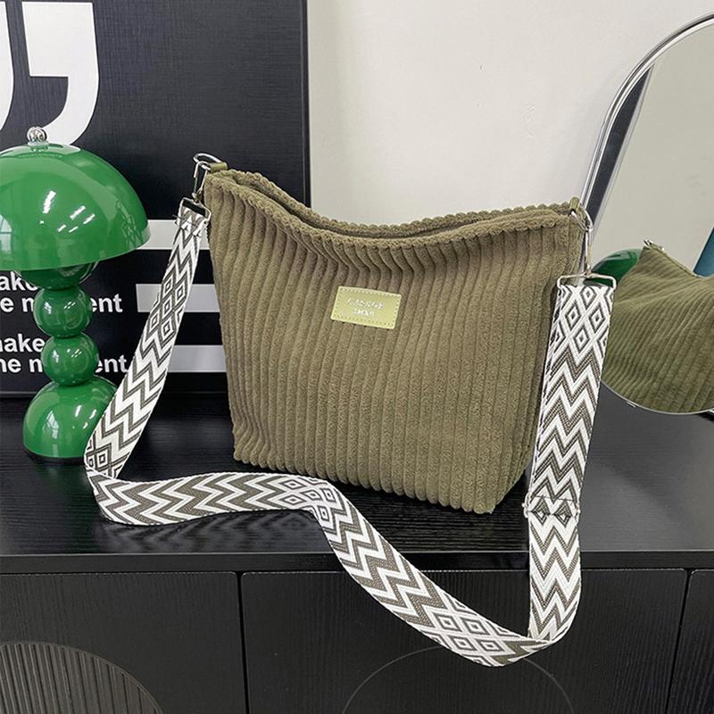 

Женские вельветовые сумки через плечо большой вместимости однотонные сумки для ежедневных поездок сумки кросс-боди 32x10x25cm