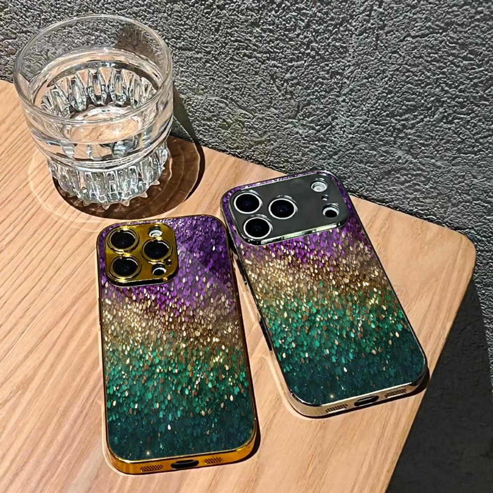 Bunte galvanisierte Glas-Handyhülle für iPhone 17 16 15 14 13 12 11 Pro Max Plus 16E 17Air Abdeckung