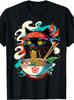 Cat Ramen Japanese Animation Cute Cat T-shirt, Men's Fashion Trend Crew Neck Cas