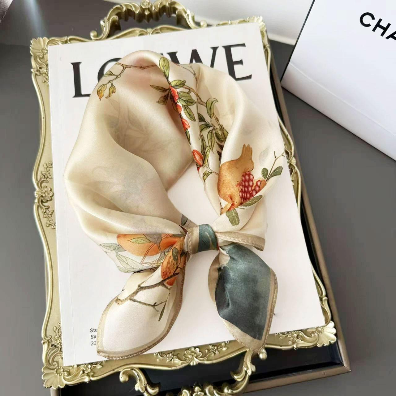 

100% Шарф из тутового шелка Женские шали и накидки Женский фуляр в клетку Шарфы Пашмина Шейный платок Женский хиджаб Бандана буфанда Real Silk 53x53cm