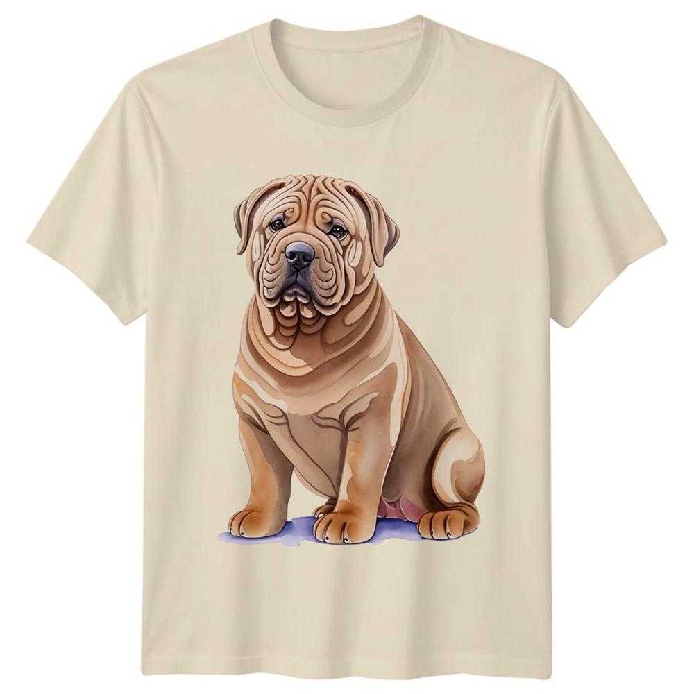 Shar Pei Dog Watercolor TShirt Wrinkled Dog Breed Tee