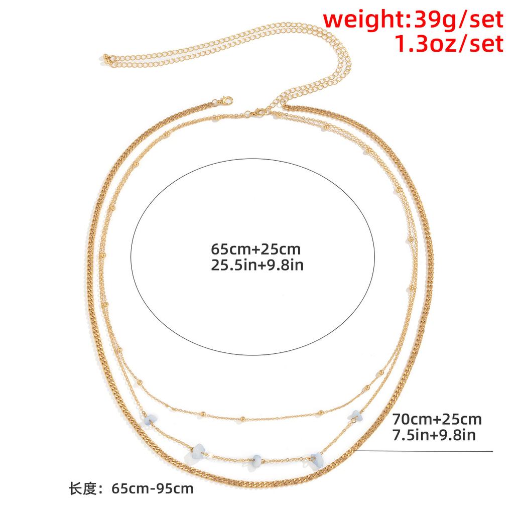 Sexy Beach Resort Wind Gravel Waist Chain Female, Trendy Punk Metal Chain Multi-Layer Body Chain