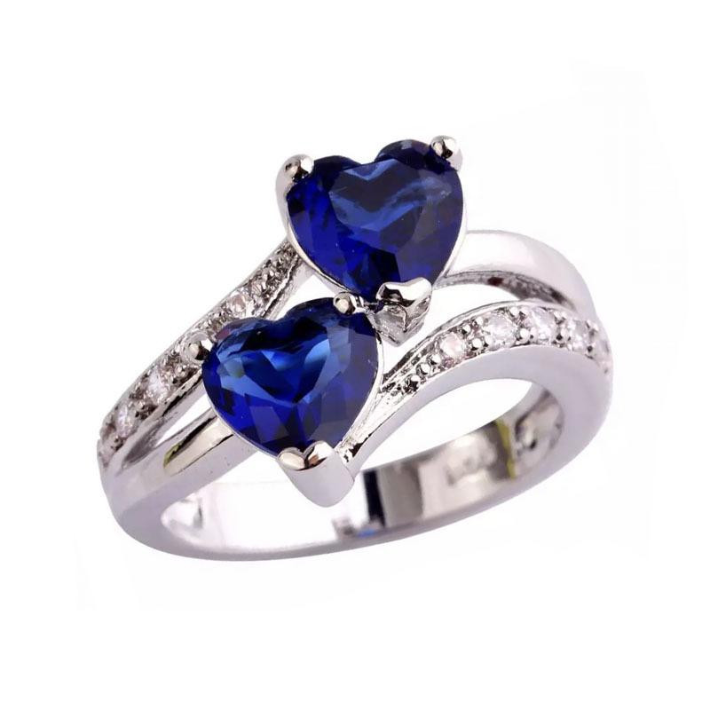 Colorful Zircon Heart-shaped Ring European and American Fashionable Women's Ring Jewelry