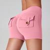 Women's High Waist Peach Butt Yoga Shorts with Pocket - Quick-Dry, High Elastic Fitness Running Pants