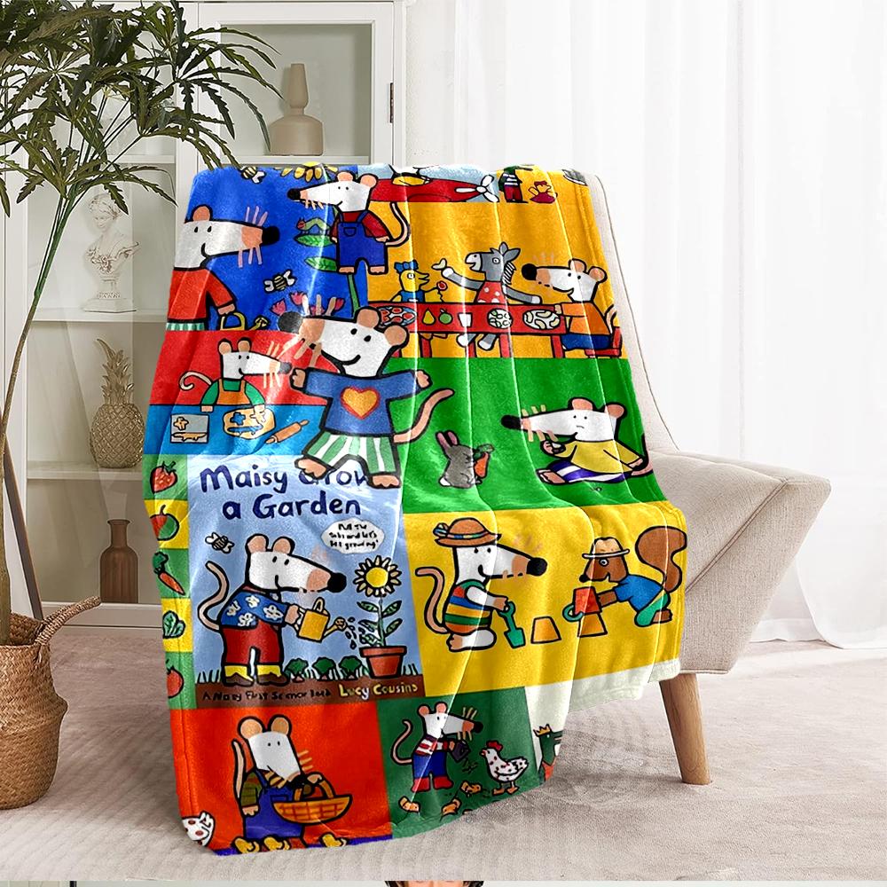 Maisy Mouse Theme Printed Blanket - Perfect for Couch, Bed, Travel & Outdoor Use | Machine Washable, Cozy & Durable.