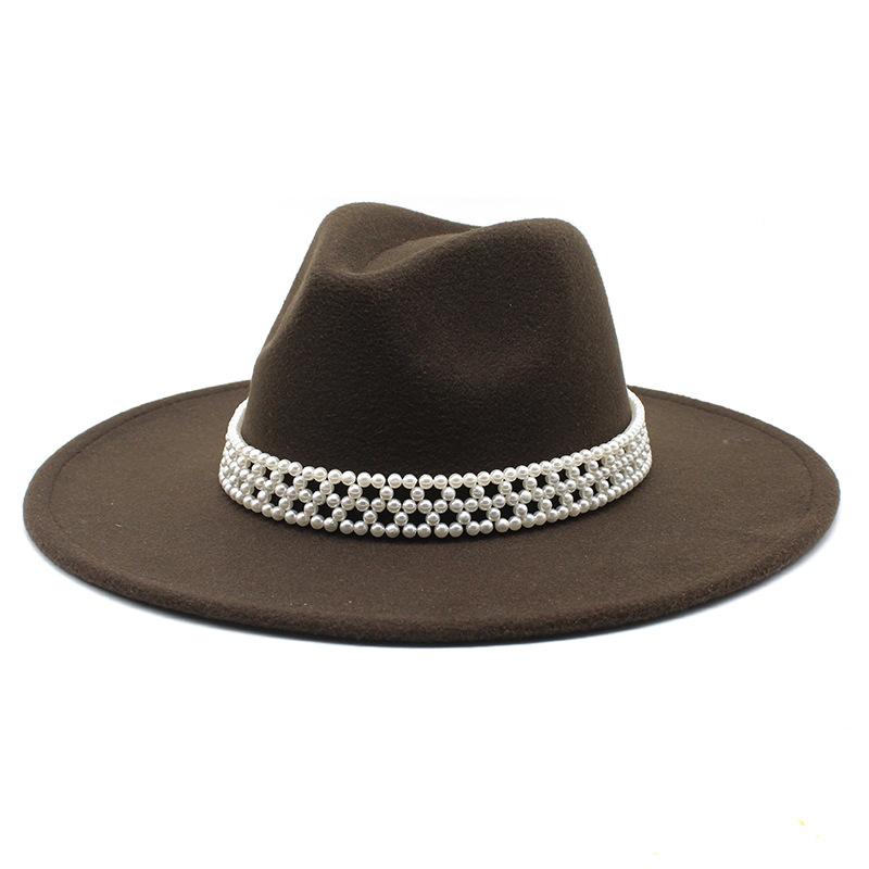 Hepburn Woolen Jazz Top Hat For Men And Women Casual 9.5Cm Big Edge Jazz Hat Felt Hat