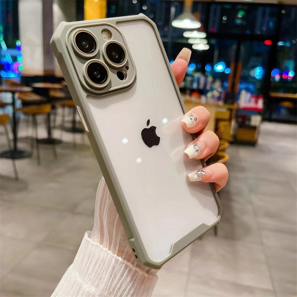 

Четырехугольная подушка безопасности, защита от падения, подходит для iPhone 15, iPhone 14, акрил 13, Pro Max, прозрачный 12 Apple 11Promax серый