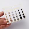 12 Pairs/set Classic Crystal Stud Earring Sets Women's Round Ball Metal Pearl Flower Earrings For Women Girl Gift Mixed Jewelry