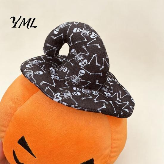 Creative Halloween Holiday Gift Pumpkin Plush Toy, Cute Wizard Hat Stuffed Animal Pillow for Smiling Plushie Sofa Bed, Spooky Home Decor Ornament