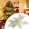 9cm Glittery Poinsettia Flowers Hanging Decoration for Christmas Tree
