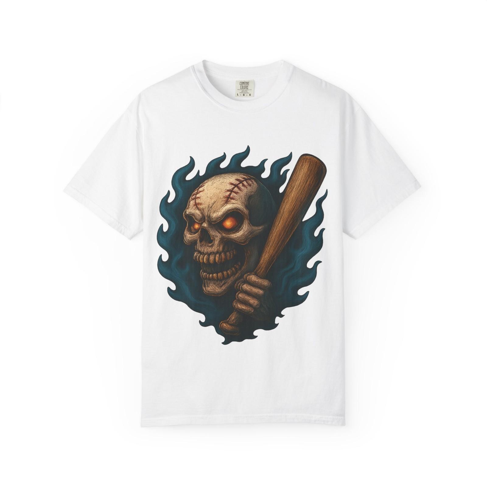 Skull Baseball Unisex Garment-Dyed T-shirt, Graphic Tee for Baseball Lovers S
