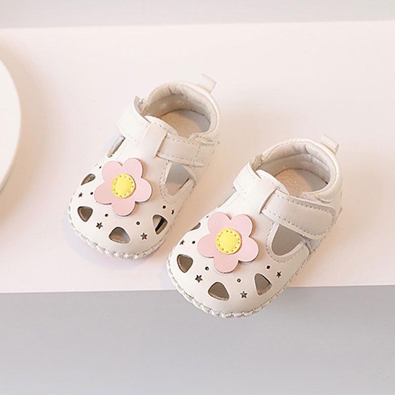 Princess Baby Shoes For Girls Soft Sole Summer Walkers With Magic Tape For Toddler Infants 13 бежевый