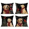 45X45Cm Labrador Retriever Christmas Tree Pillowcase Bedroom Cushion Cover Polyester Living Room Cushion Pillowcase Home Decor