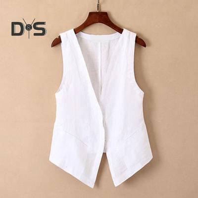 Women Vest Sleeveless Single-breasted Short Type Western Style Vintage Cardigan Pure Color Deep V Neck Casual Daily Wear Lady Waistcoat