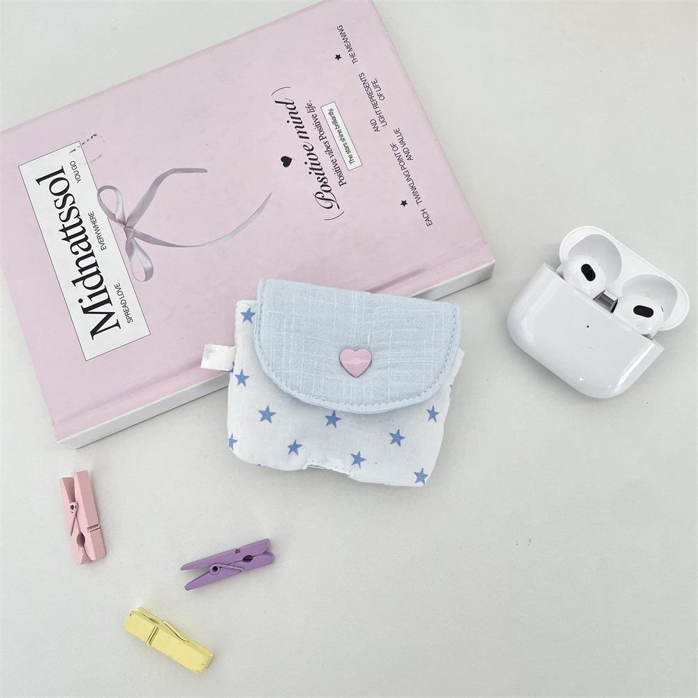 Fashion Mini Earphone Storage Bag Snap Button Sequined Stars Bluetooth Headset Case Coin Purse for Women Girls