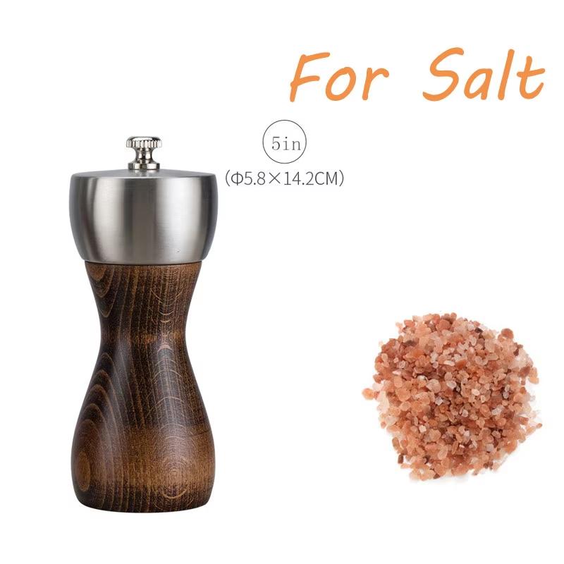 

1 Pc Beech Wood Salt and Pepper Mill Set Pepper Mill with Ceramic Mechanism Adjustable Salt Grinder Refillable Spice Tools YY080 светло-серый