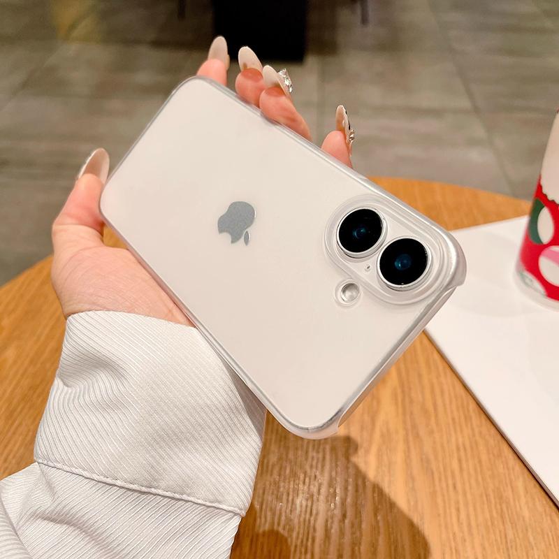 PC Half Pack Case For iPhone 16 15 14 13 Pro Max Plus Mini Half-Wrapped Matte Clear Back Cover Shockproof Frosted Colorful Shell