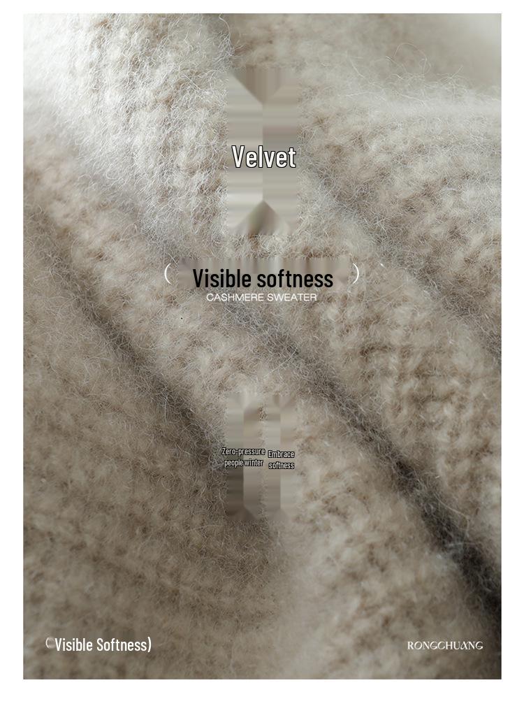 Women's Long Sleeve Cashmere Knit Zipper Cardigan - Cozy Lapel Sweater Outerwear