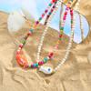 Colorful Boho Ceramic Fish Pendant Necklace for Women, Adjustable Woven Rope Choker Beaded Necklace, Summer Beach Party Jewelry