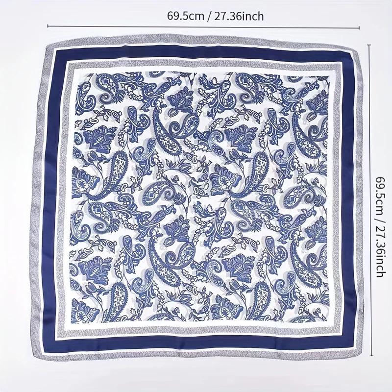 Luxury Brand  Vintage Paisley Square Scarf Stylish Thin Breathable Satin Small Neck Scarf Casual Daily Versatile Headband