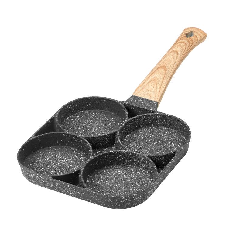 Non-stick Household Breakfast Frying Pan for Making Fried Eggs, Burgers, or Steaks with Four Holes.