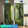 2-Panels Green Primitive Forest Nature Printed Curtains   Shade and Privacy Protection   Suitable for Decorating Various Rooms