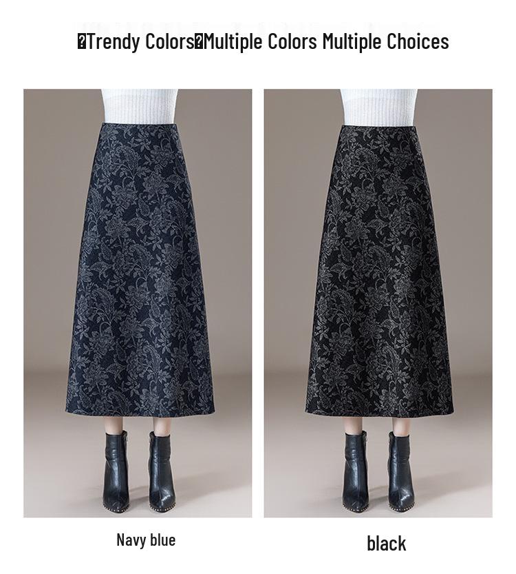 2025 Autumn Elegant High Waist Jacquard Mermaid Skirt: Retro Style, Hip-hugging Design for a Taller, Slimmer Look