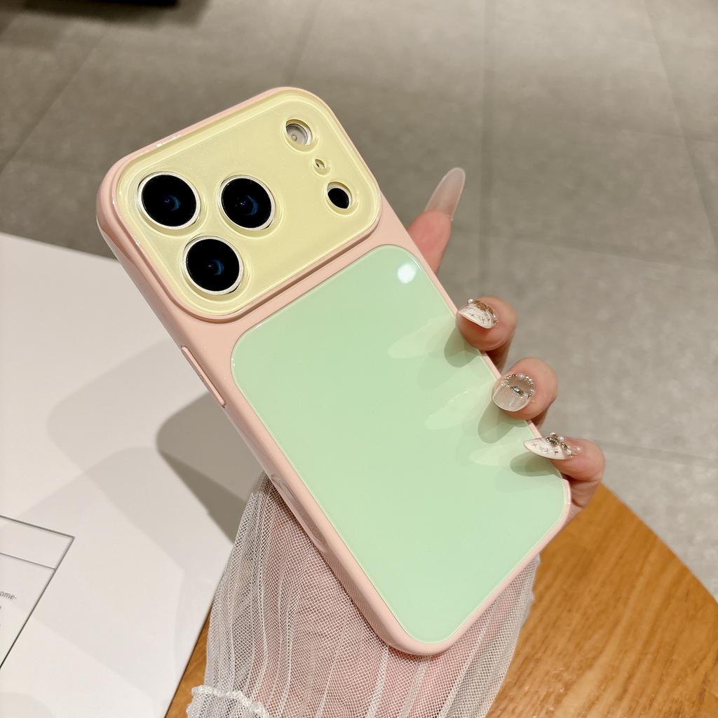 High Value Contrasting Color Tempered Glass Second Change Applicable 17pro Max Mobile Phone Case Iphone16pro Candy Color 15