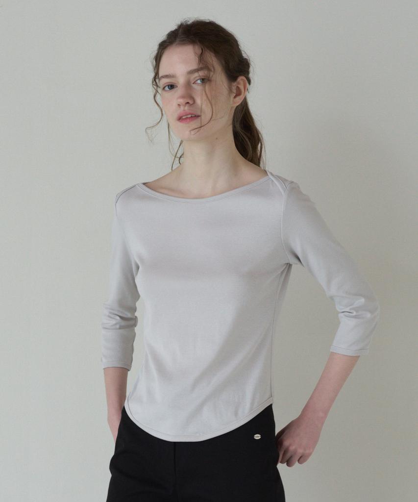 TTUDEMENT 50S Embroidered 3/4 Sleeve T-Shirt_Light Gray