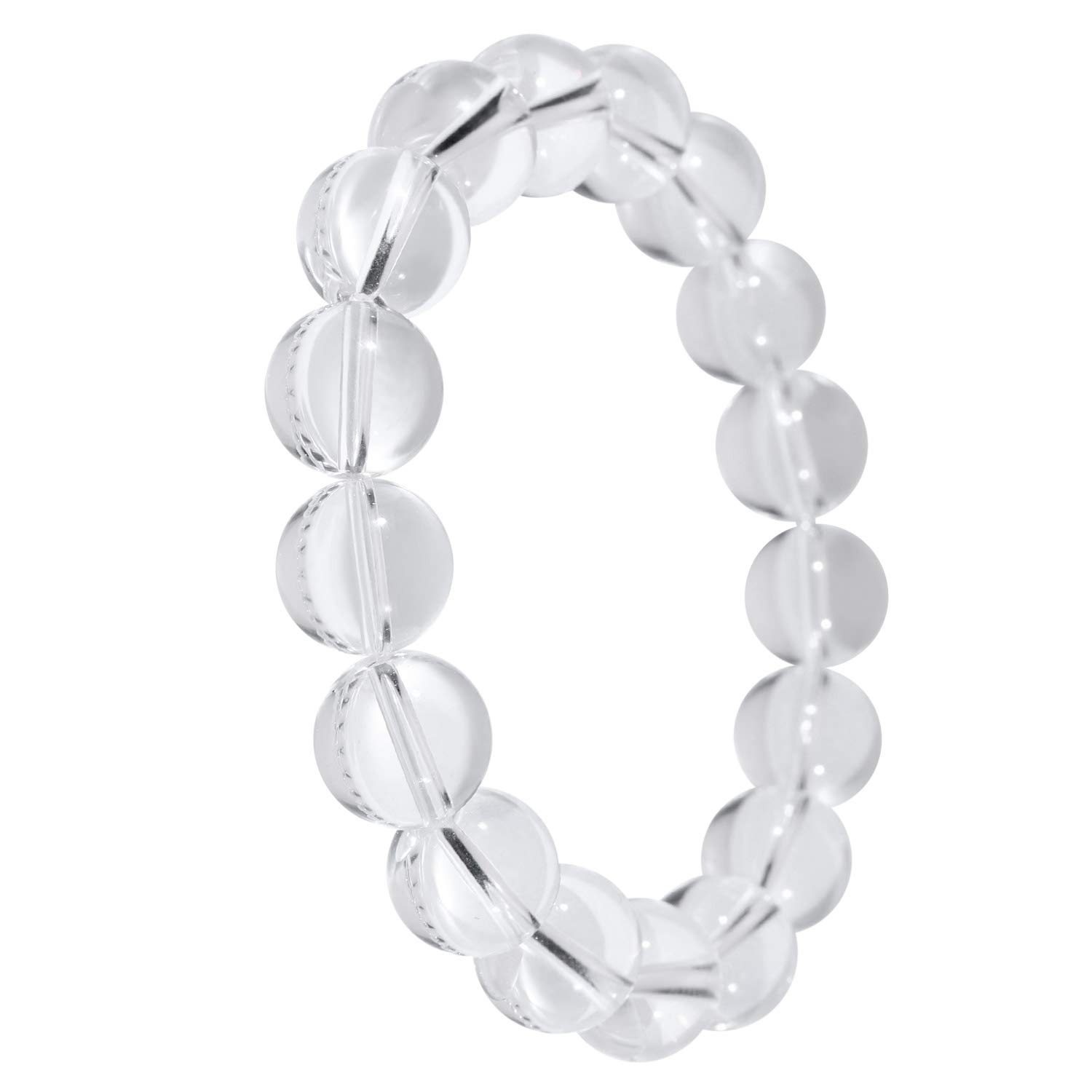

Crystal Bracelet 12mm S Crystal Quartz Birthstone April Natural Stone Power Stone Prayer Beads Bracelet Simple [Shinjuku Ginnokura] Approx. 16.5cm чистий