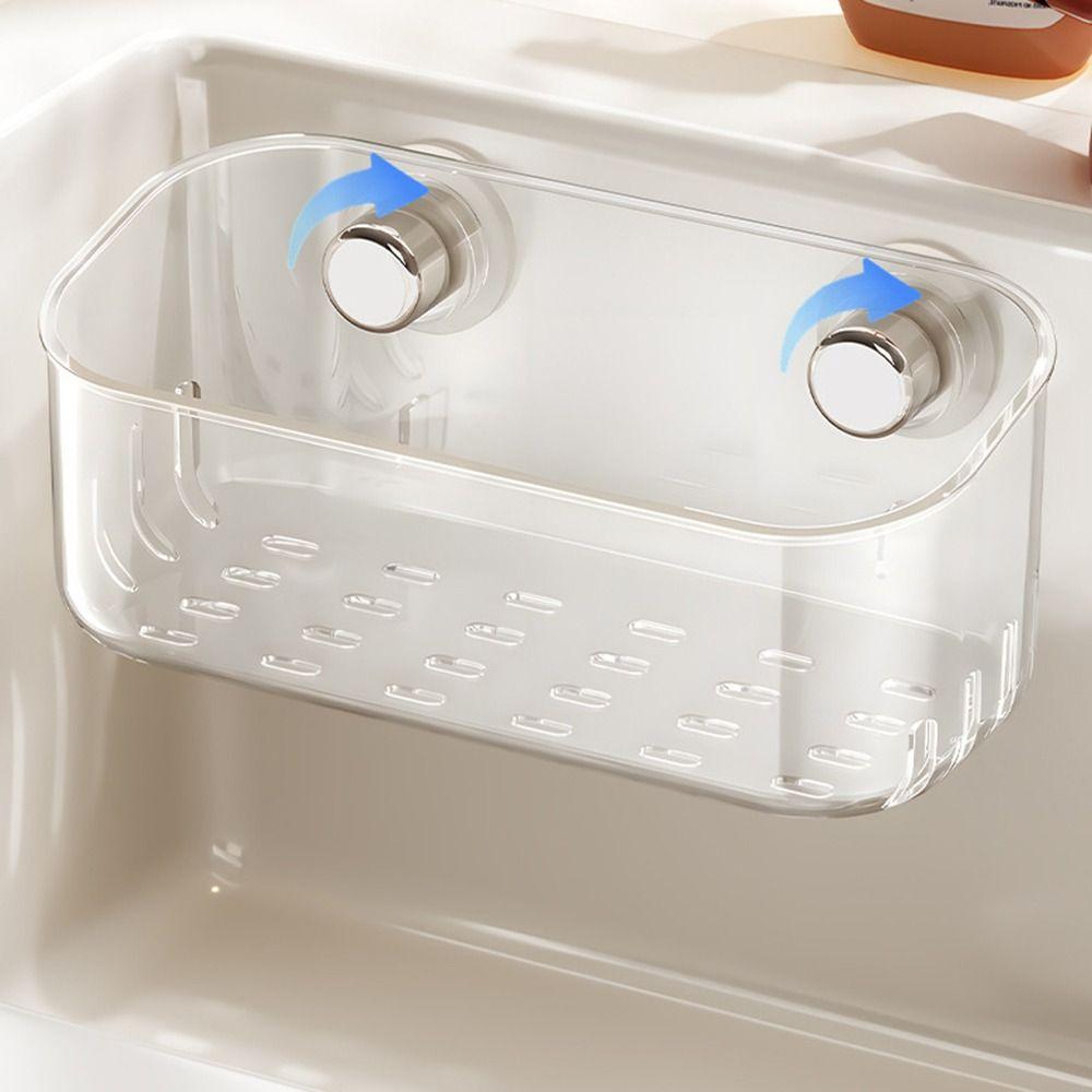 Hollowed Suction Cup Sponge Holder Punch-free Kitchen Sink Organizer Sink Sponge Stand  Kitchen Use