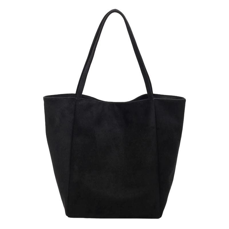 

New Solid Stylish Design Faux Suede & PU Sweet Shoulder Bags for Women 2026 High Quality Large Capacity Unique Design Tote Bags чёрный