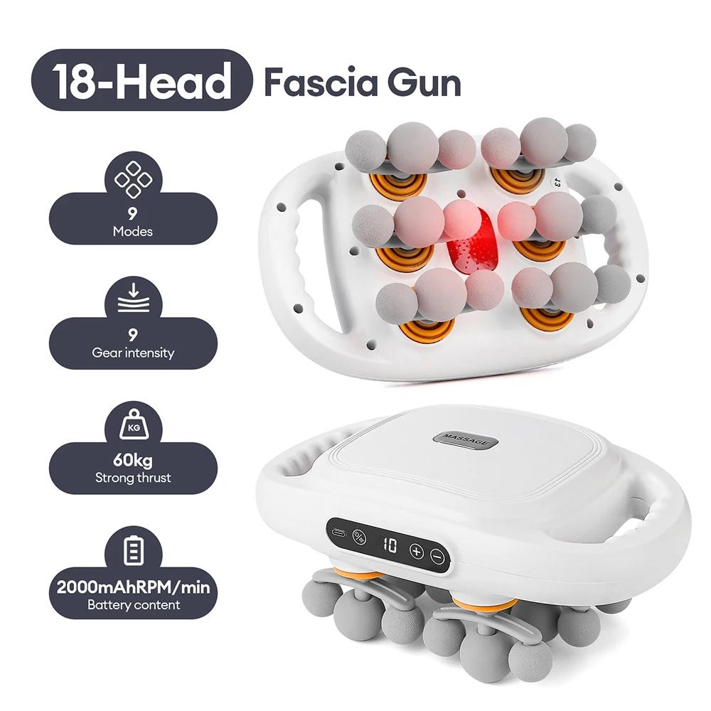 18-Head Fascia Gun High-Frequency Vibration Body Massage Gun Back and Waist Massager Neck Shoulder Massager Muscle masajeador