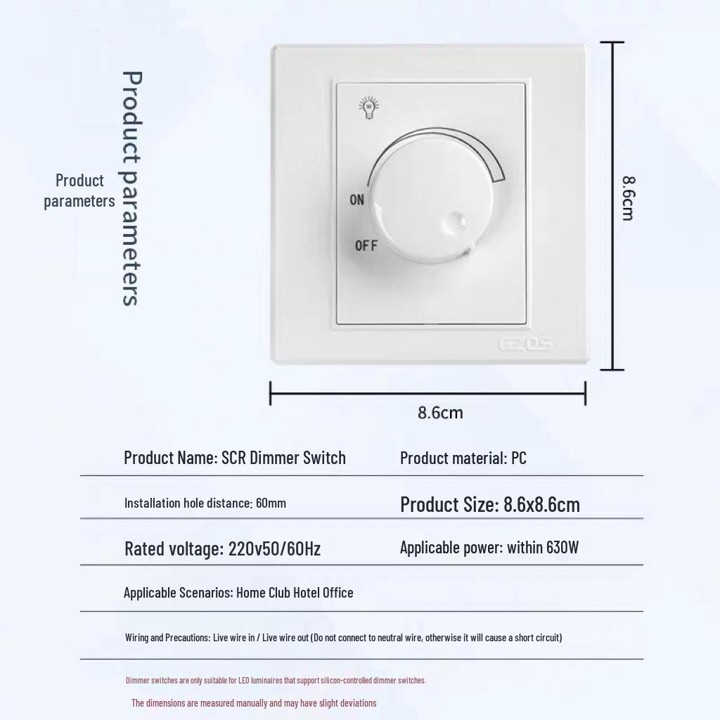 White LED Dimmer Switch for Downlights & Spotlights, Stepless Brightness Control