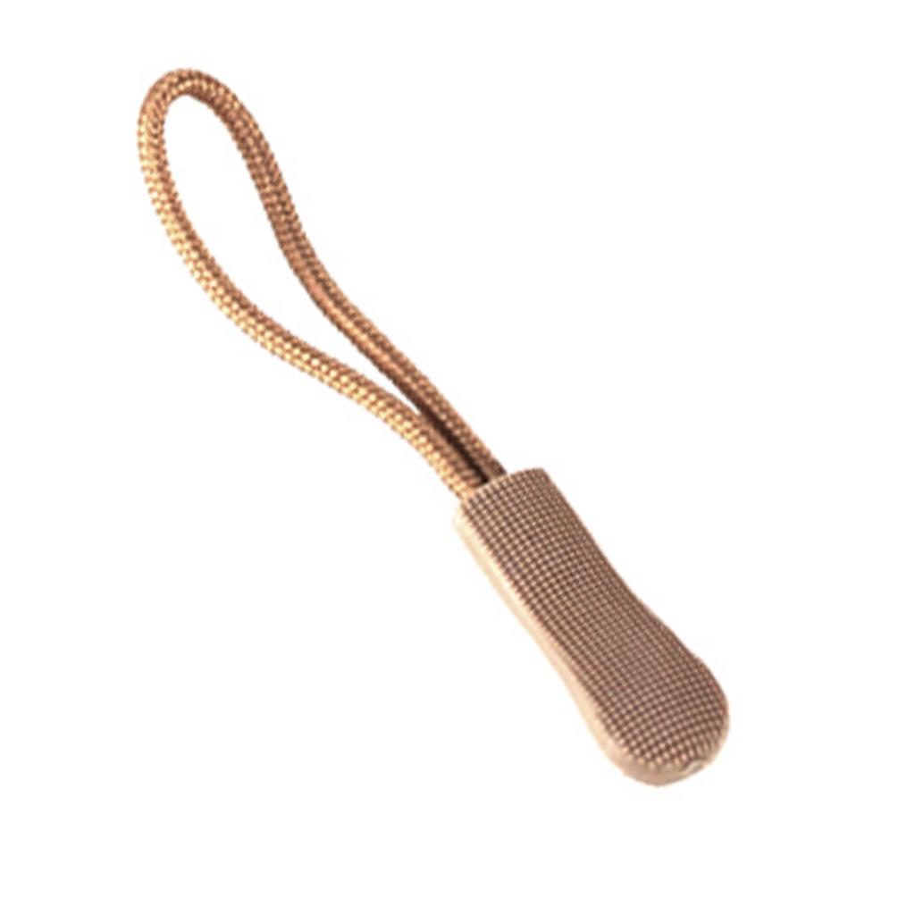10x Zipper Pulls Slider Cord Rope Puller Ends Lock Zip Clip Buckle For Bag EDC Khaki