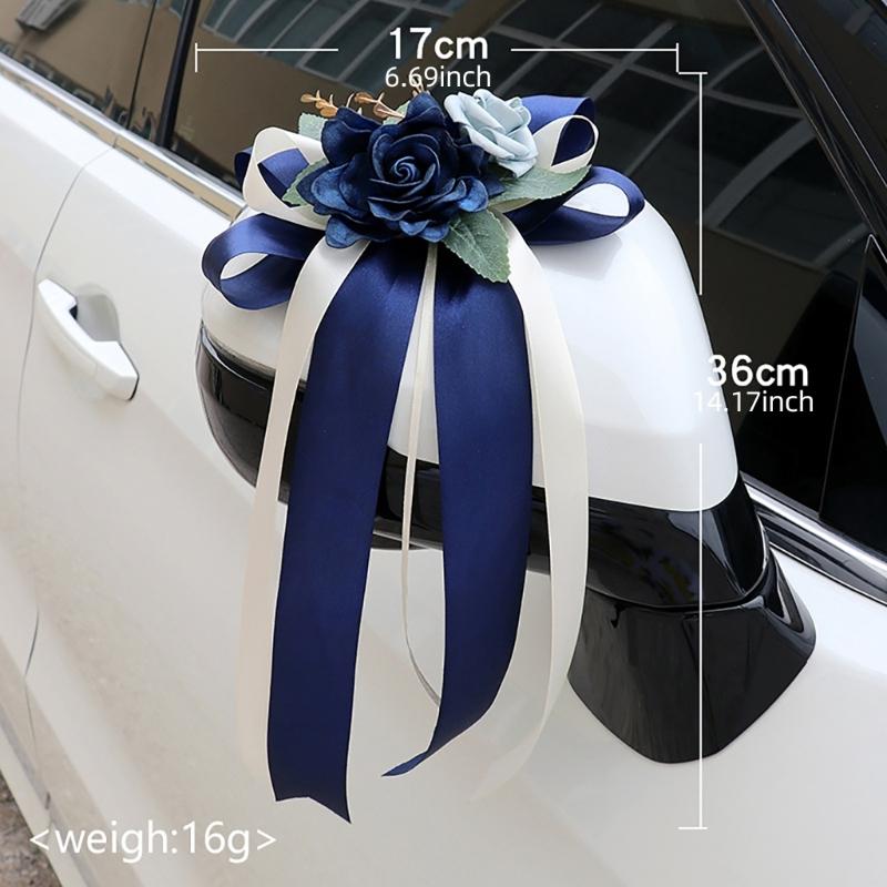 Elegant Wedding Car Door Handle Ribbon Decorations Door Handle Flower Bowknot Decoration for Wedding Car and Venues