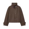 Autumn Winter Women's Loose and Casual Style Simple Long Sleeve Buckle Stand Up Collar Coat
